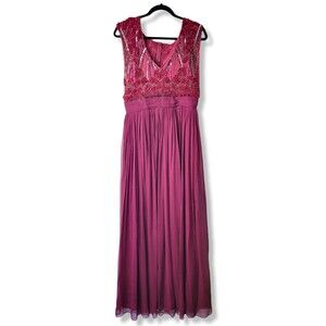 Alberto Makali Sequins Sleeveless Floor Length Silk Gown Women's Size 12